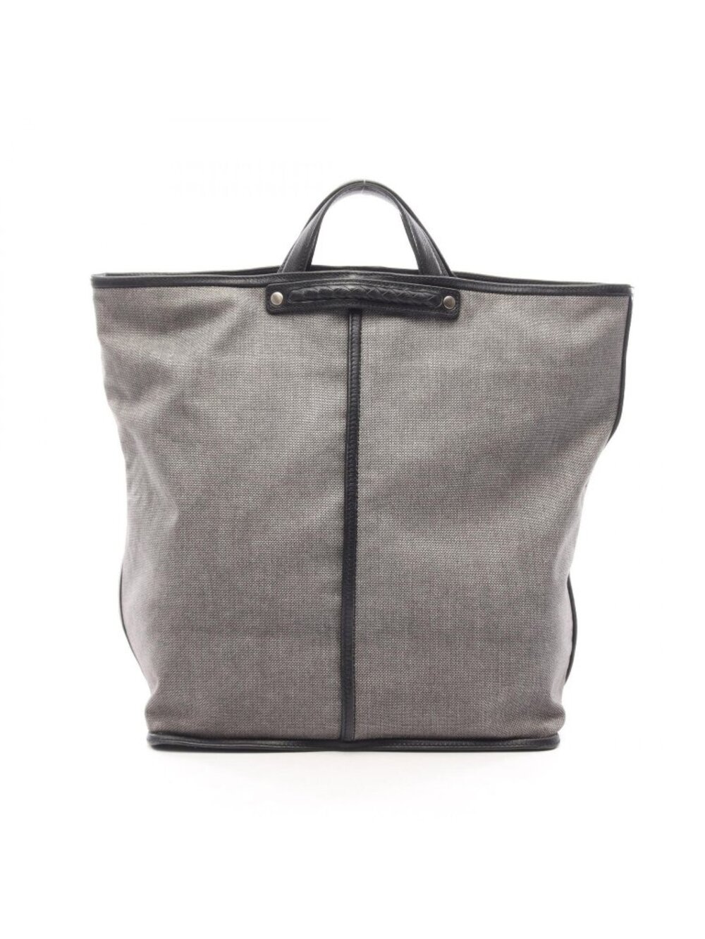 Bottega Veneta Handbag Intrecciato Black Canvas Leather Vertical Tote